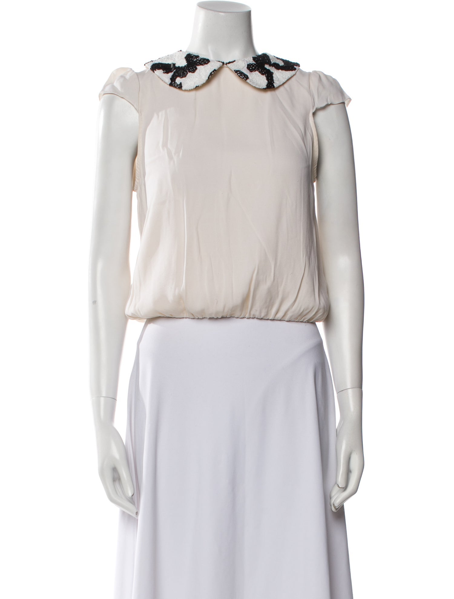 Alice + Olivia Silk Crew Neck Crop Top