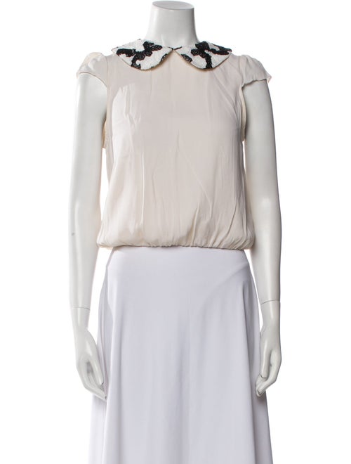 Alice + Olivia Silk Crew Neck Crop Top