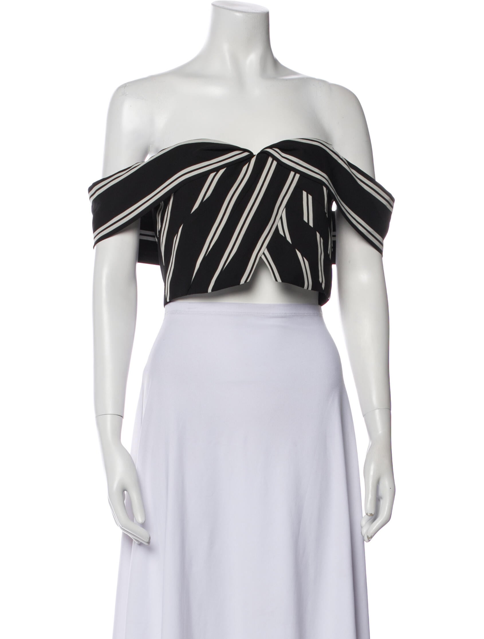 Alice + Olivia Striped Off-The-Shoulder Crop Top