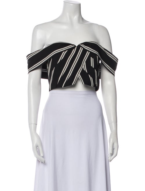 Alice + Olivia Striped Off-The-Shoulder Crop Top