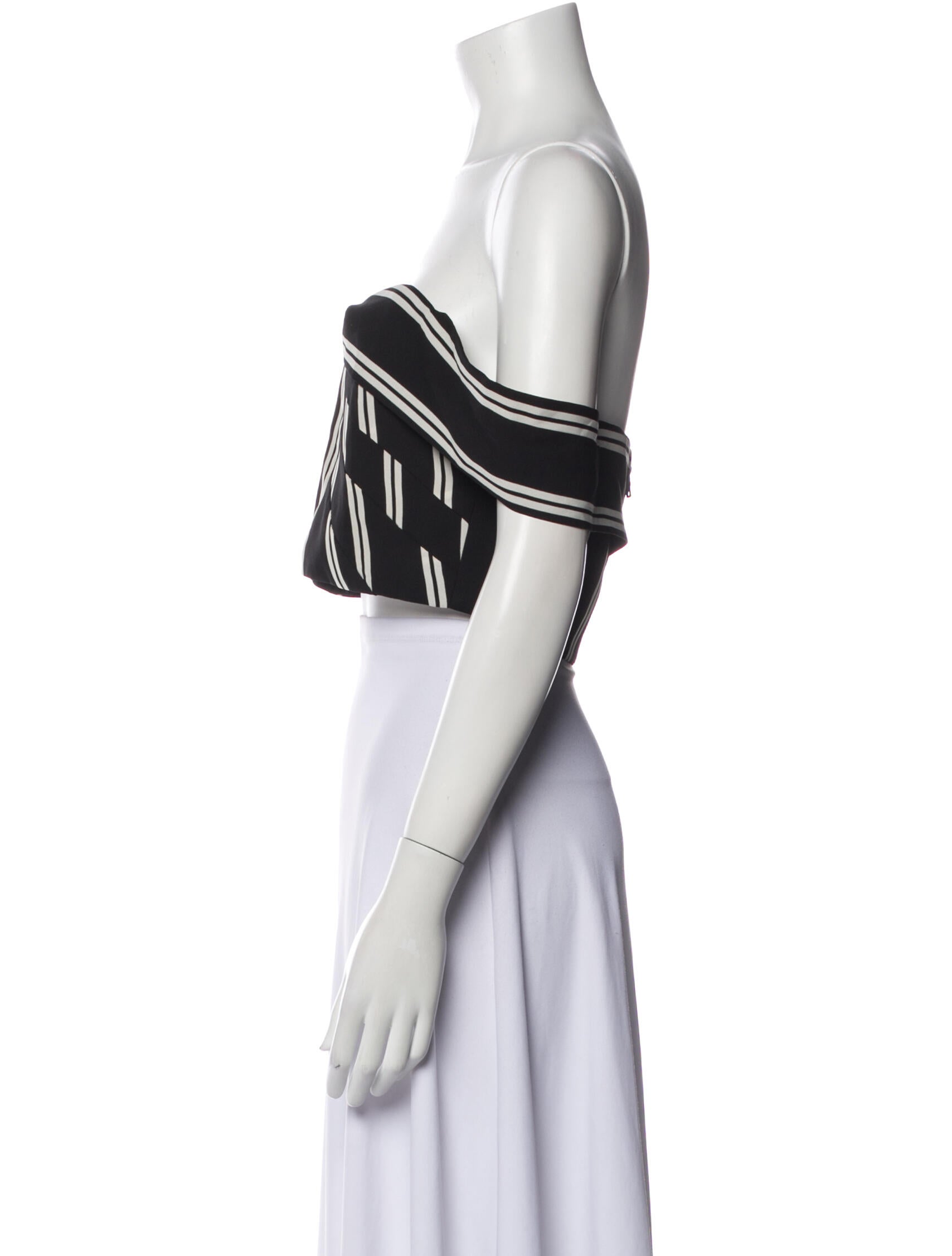 Alice + Olivia Striped Off-The-Shoulder Crop Top