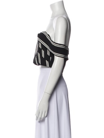 Alice + Olivia Striped Off-The-Shoulder Crop Top