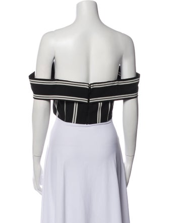 Alice + Olivia Striped Off-The-Shoulder Crop Top