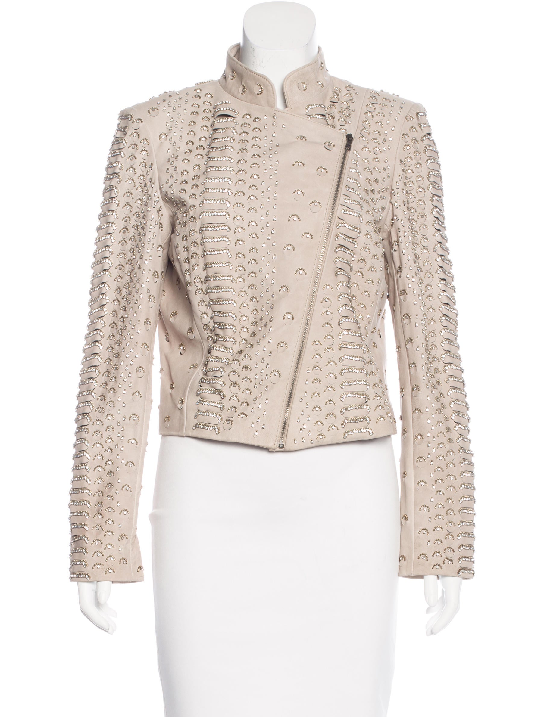Alice + Olivia Leather Embellished Jacket Clothing WAO53282 The