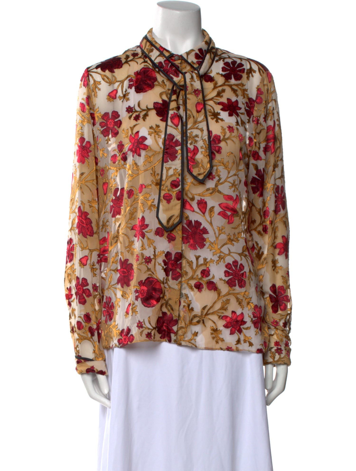 Alice + Olivia Floral Print Mock Neck Blouse