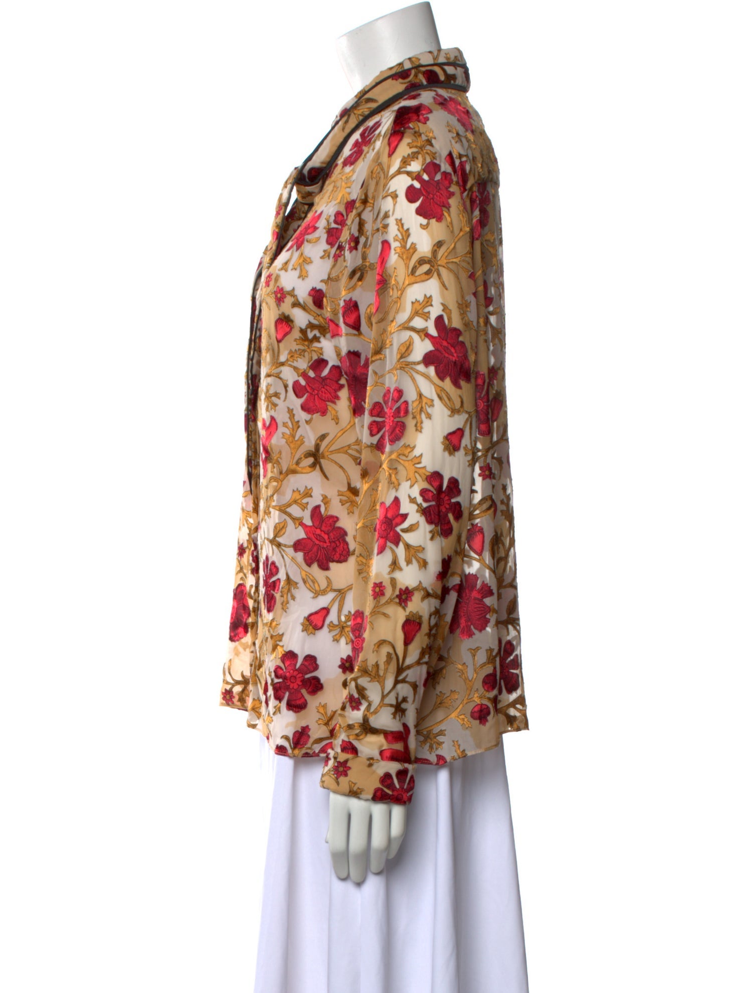 Alice + Olivia Floral Print Mock Neck Blouse