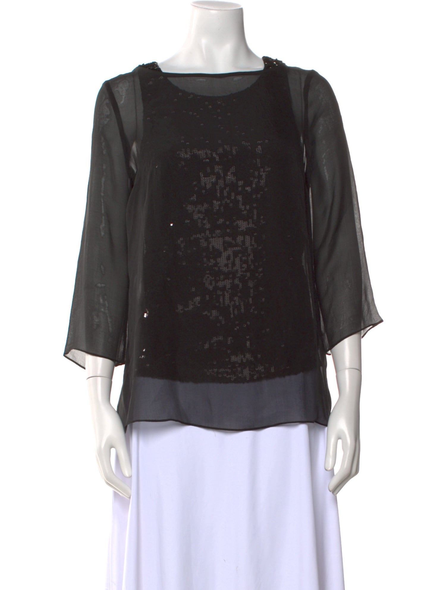Alice + Olivia Silk Bateau Neckline Blouse