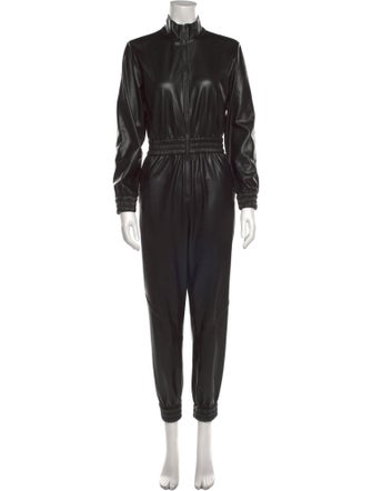Alice + Olivia Faux Leather Turtleneck Jumpsuit