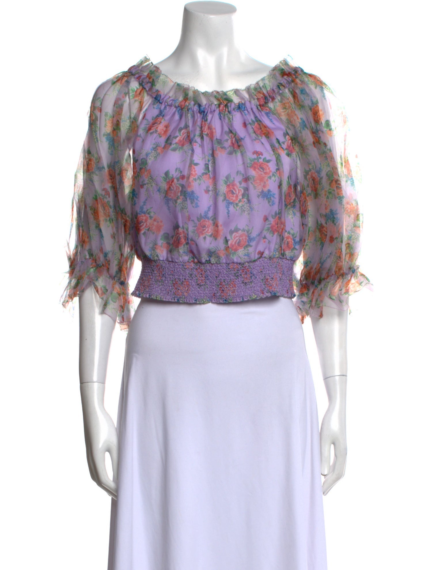 Alice + Olivia Silk Floral Print Crop Top