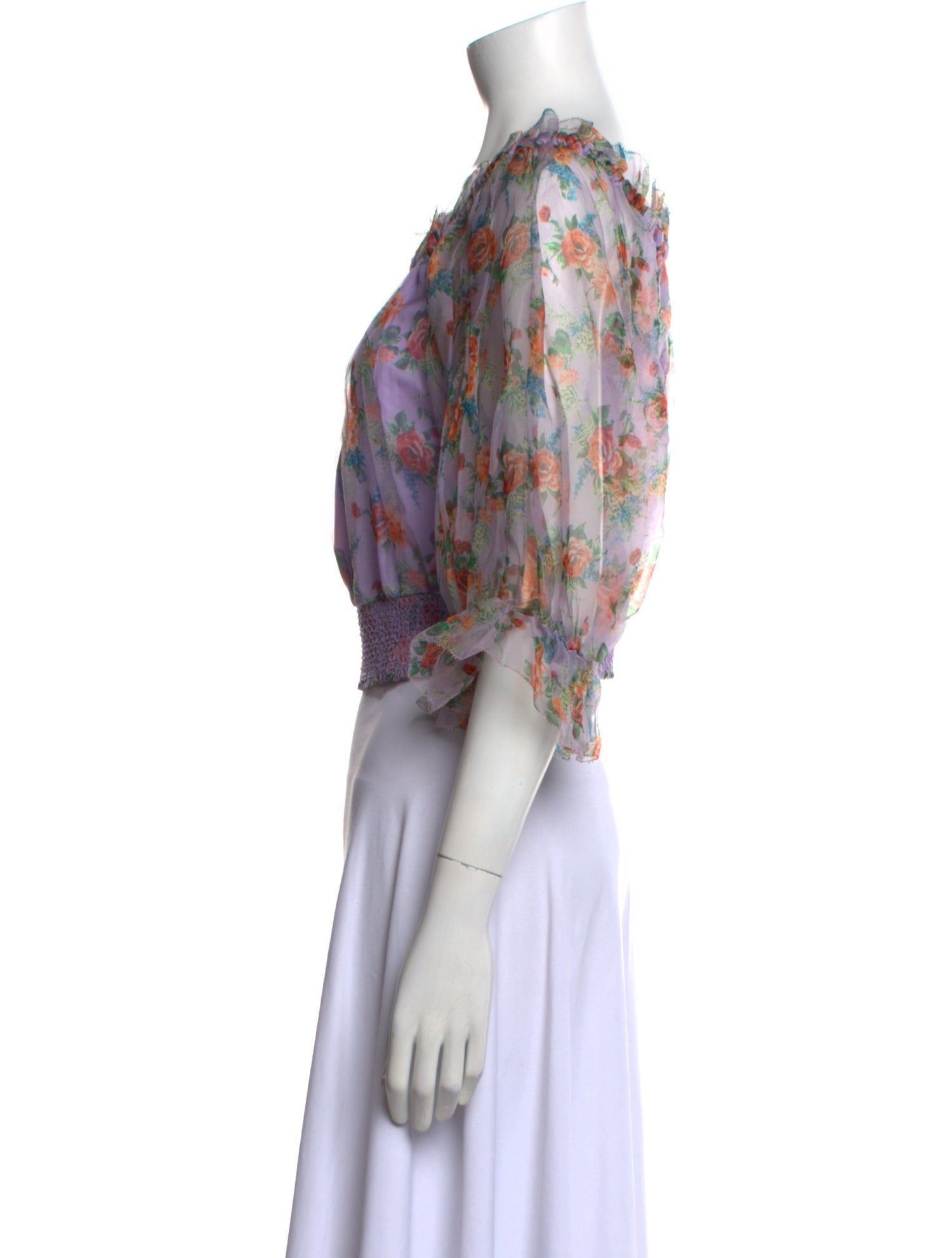 Alice + Olivia Silk Floral Print Crop Top