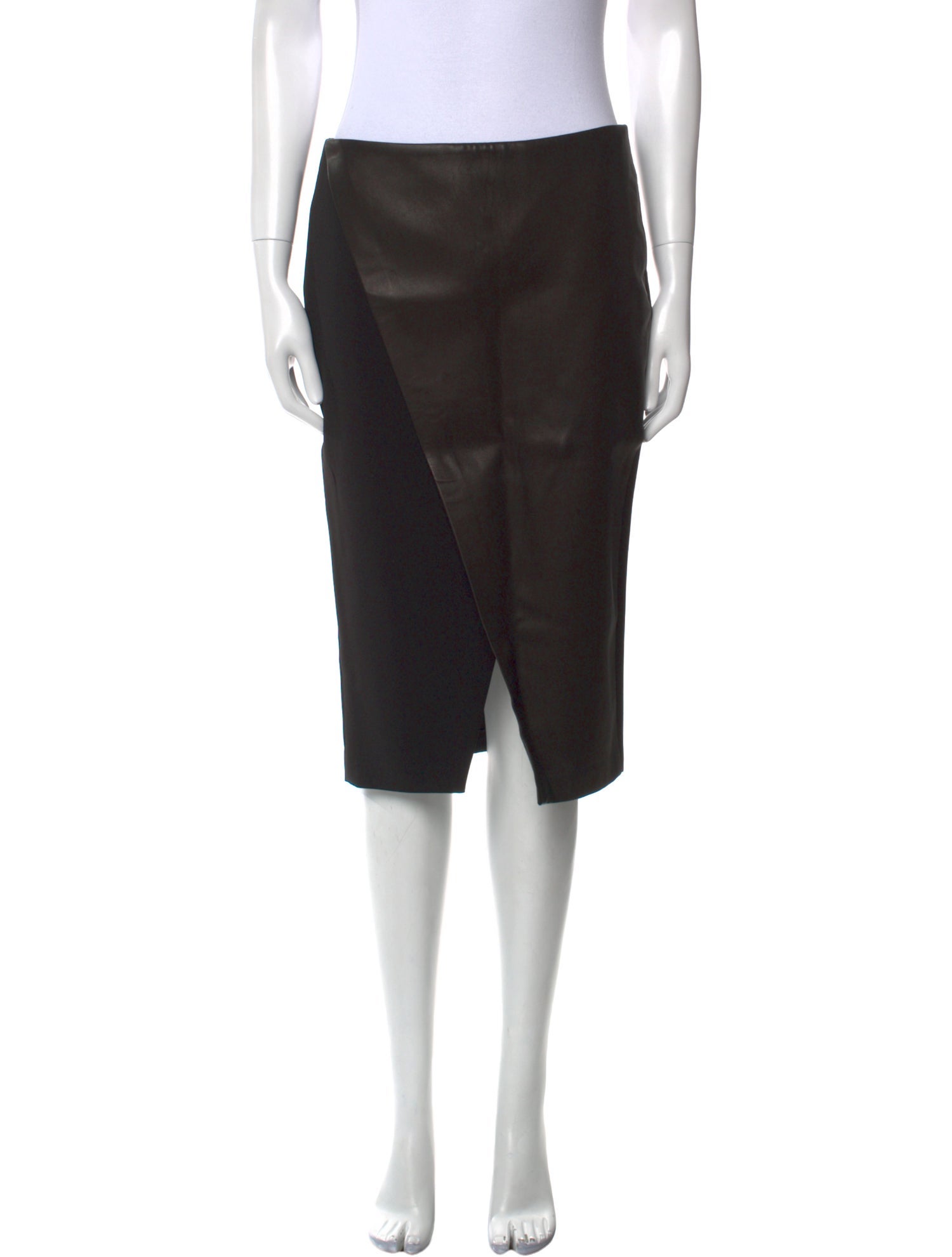 Alice + Olivia Leather Trim Embellishment Knee-Length Skirt