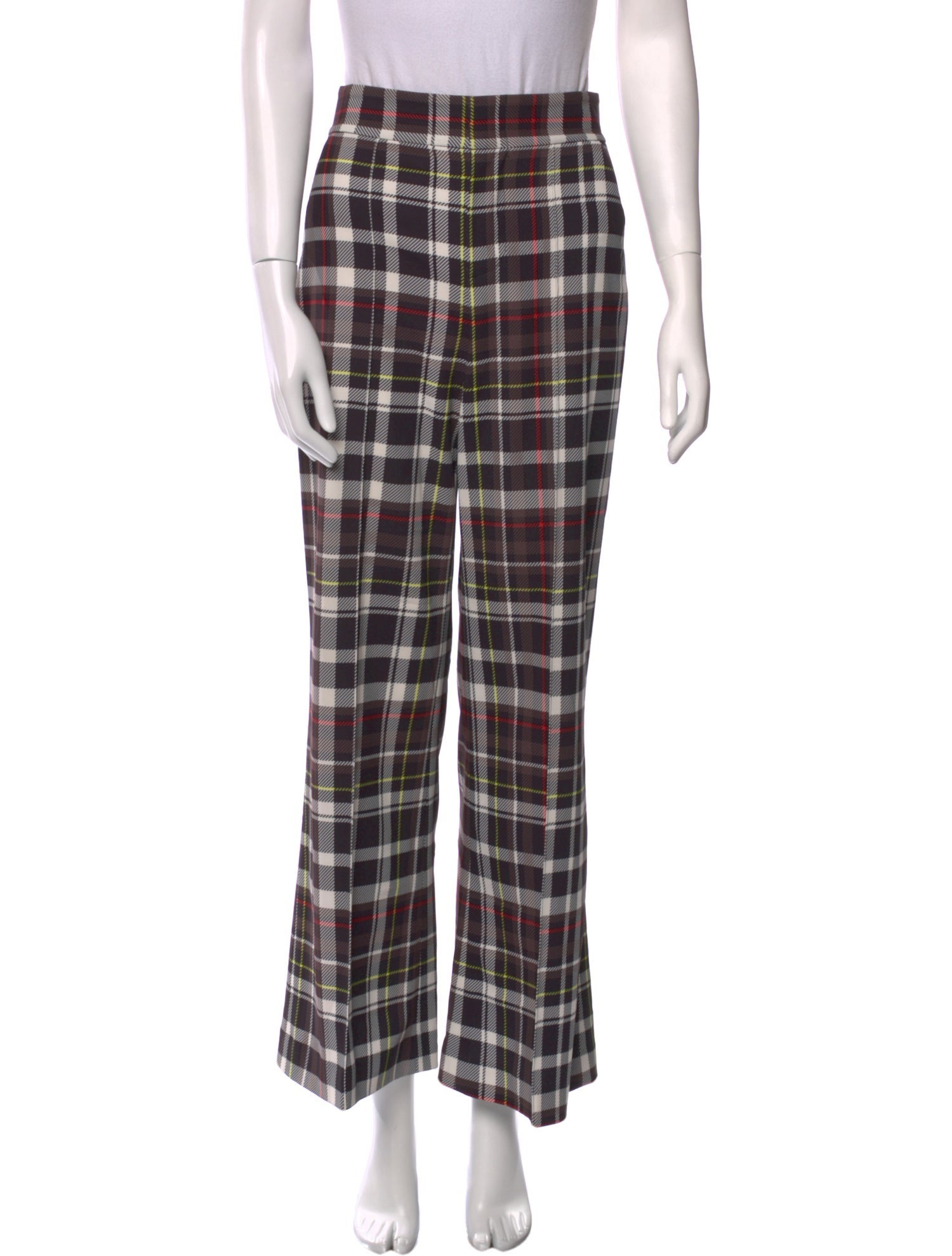 Alice + Olivia Plaid Print Straight Leg Pants