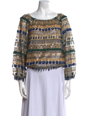 Alice + Olivia Lace Pattern Bateau Neckline Blouse