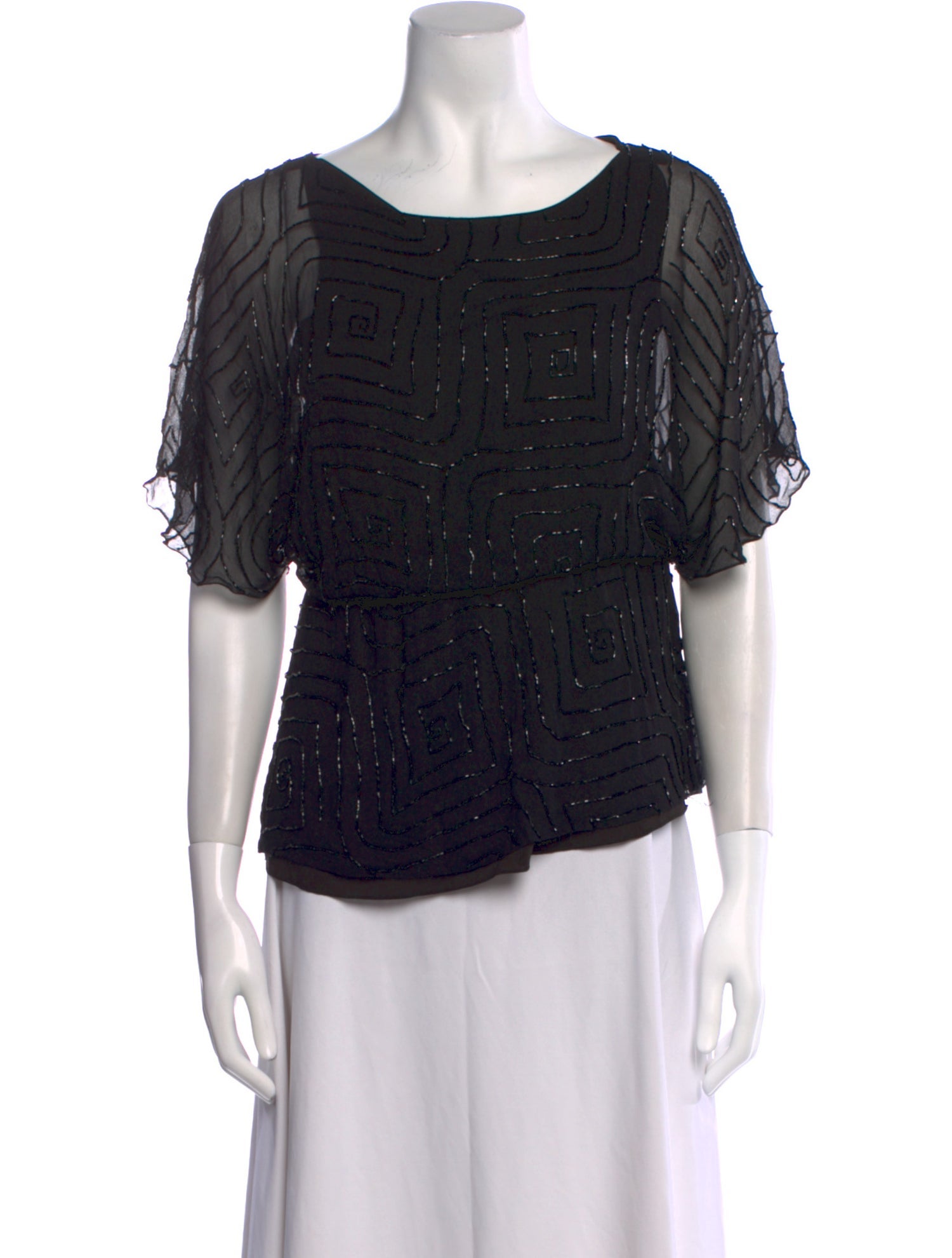 Alice + Olivia Lace Pattern Bateau Neckline Top