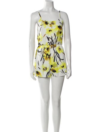 Alice + Olivia Floral Print Square Neckline Romper