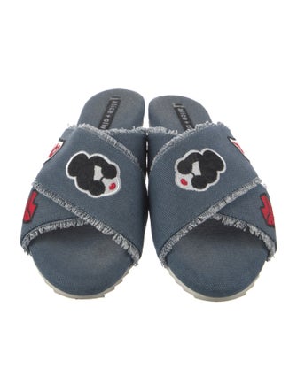 Alice + Olivia Denim Printed Slides