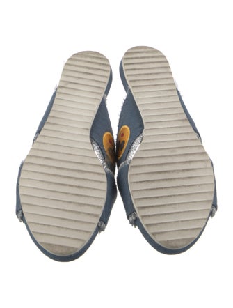 Alice + Olivia Denim Printed Slides