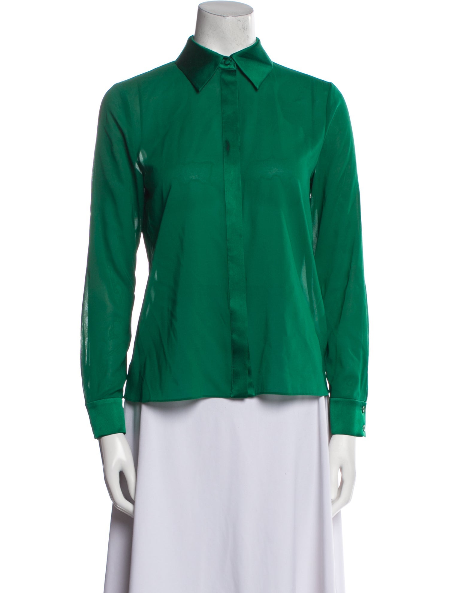 Alice + Olivia Silk Long Sleeve Button-Up Top