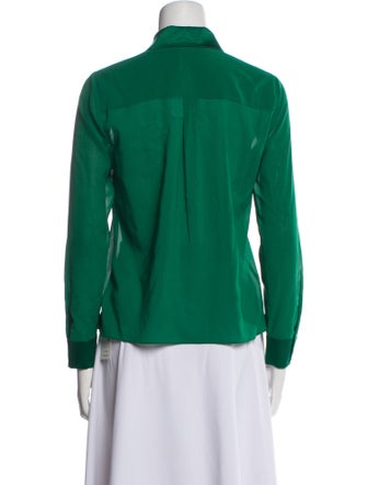 Alice + Olivia Silk Long Sleeve Button-Up Top