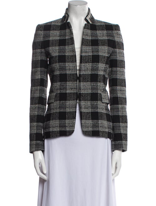 Alice + Olivia Virgin Wool Plaid Print Blazer