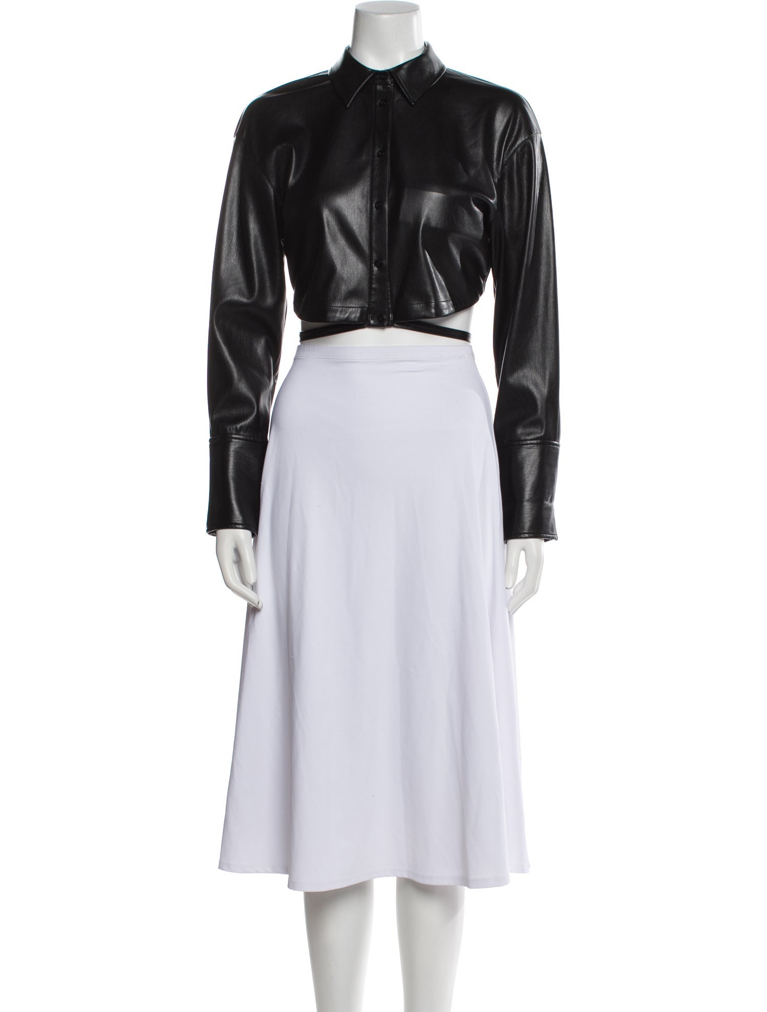 Alice + Olivia Faux Leather Mock Neck Crop Top