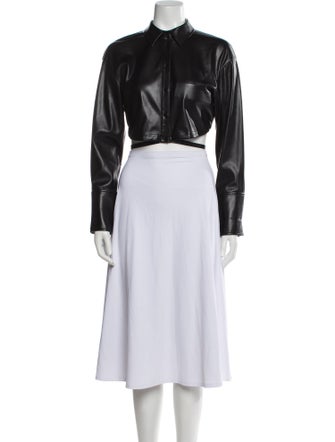 Alice + Olivia Faux Leather Mock Neck Crop Top