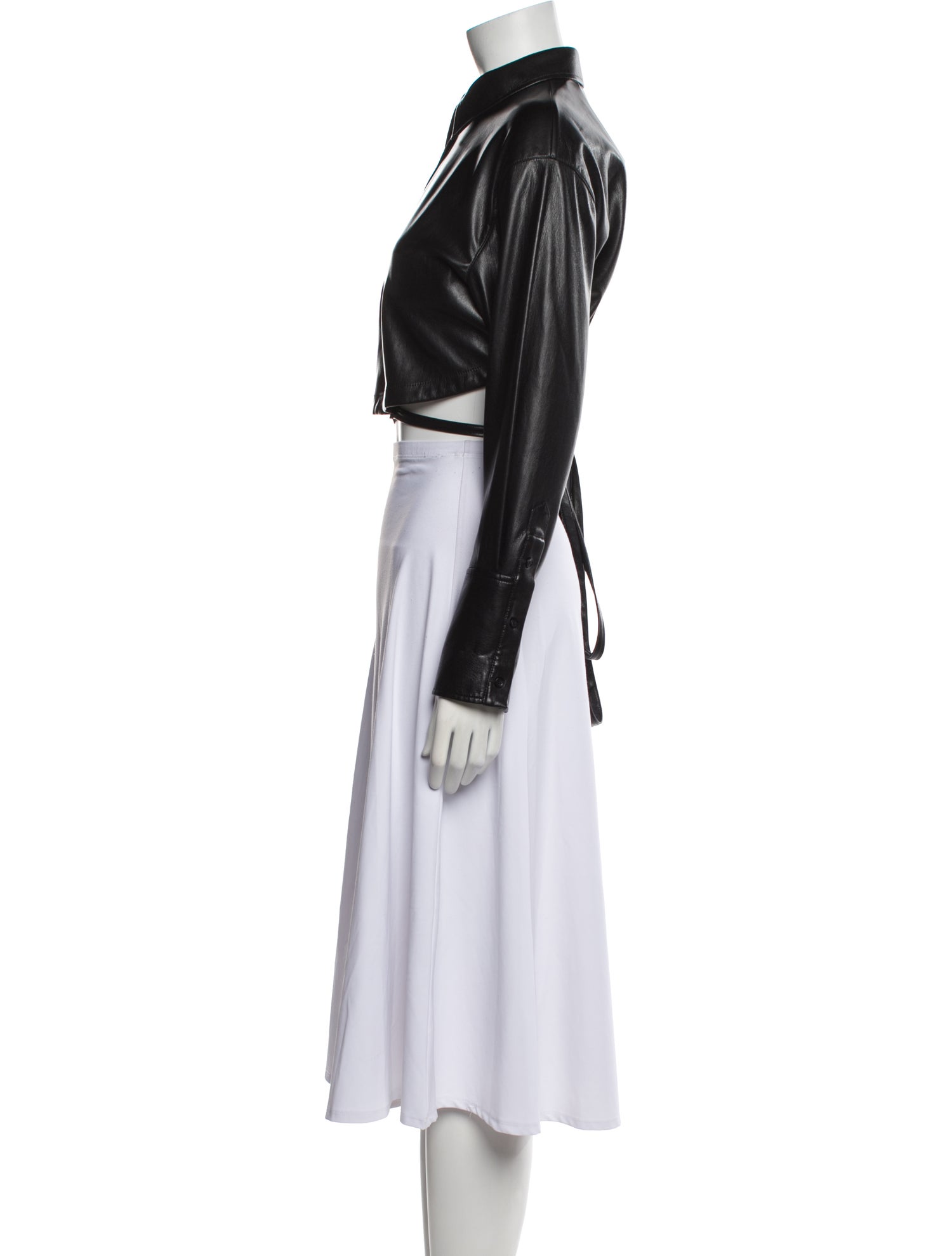 Alice + Olivia Faux Leather Mock Neck Crop Top