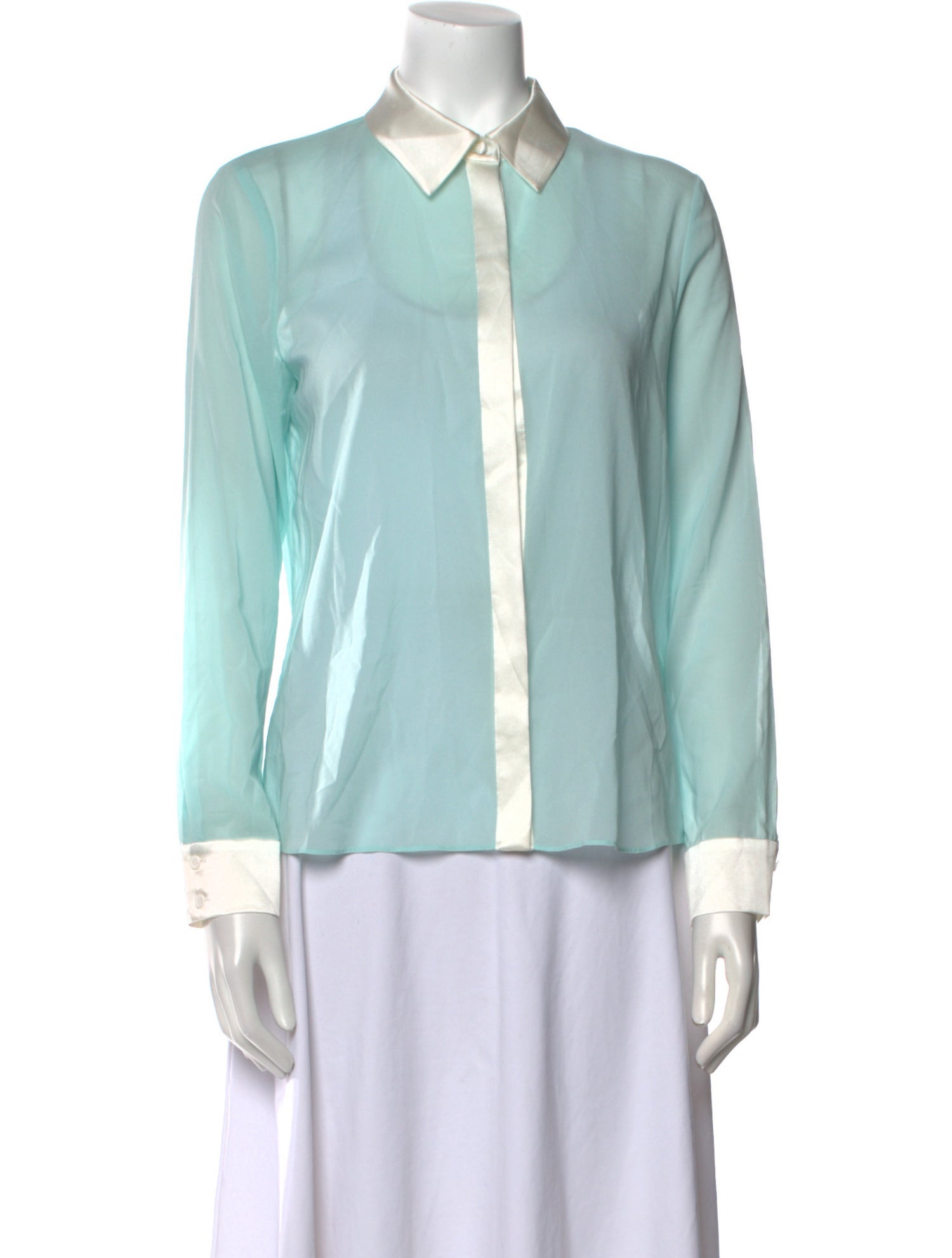 Alice + Olivia Silk Long Sleeve Button-Up Top