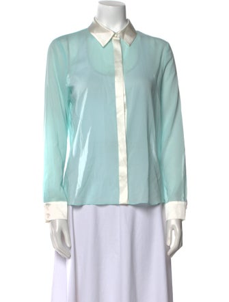 Alice + Olivia Silk Long Sleeve Button-Up Top
