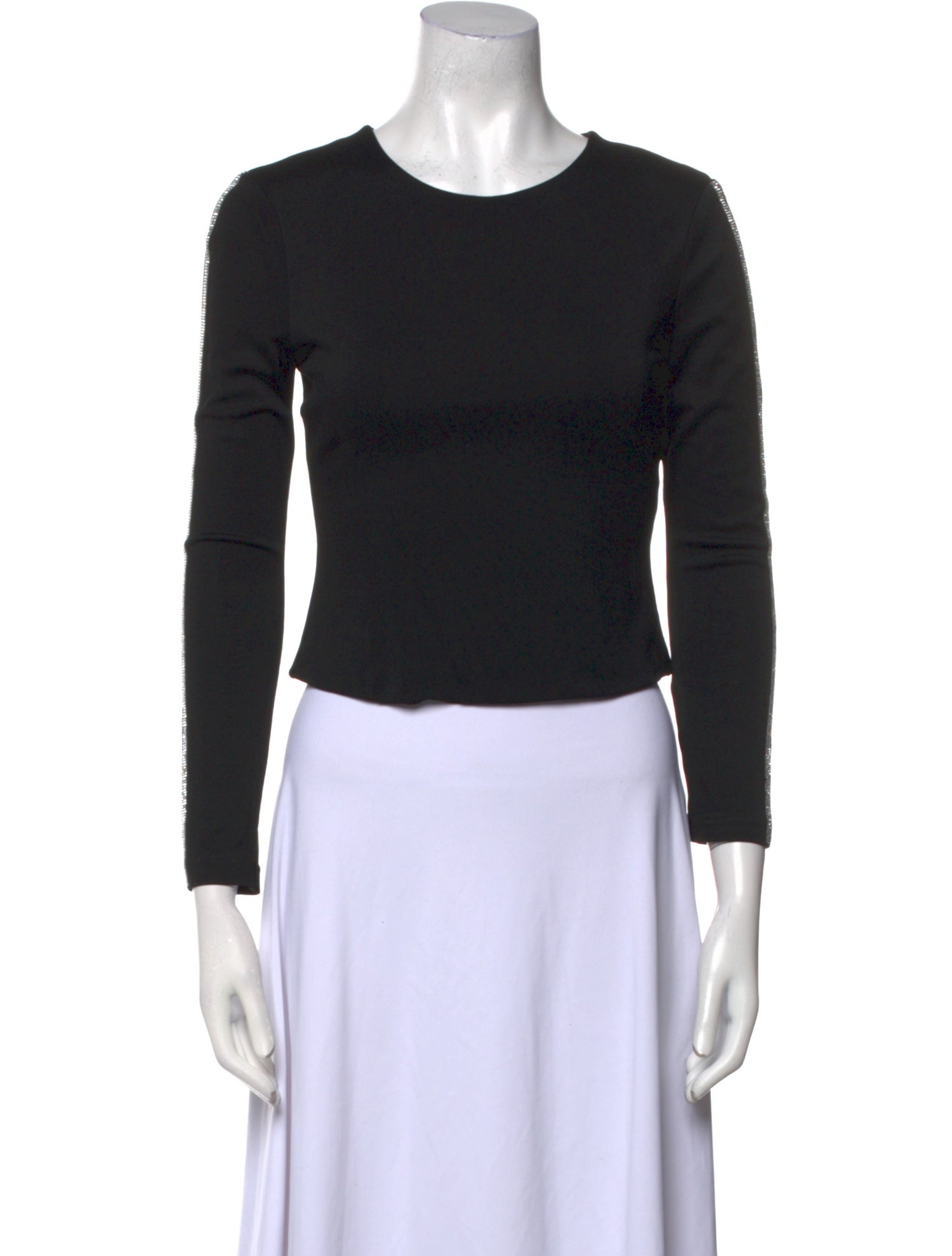 Alice + Olivia Crew Neck Long Sleeve Crop Top