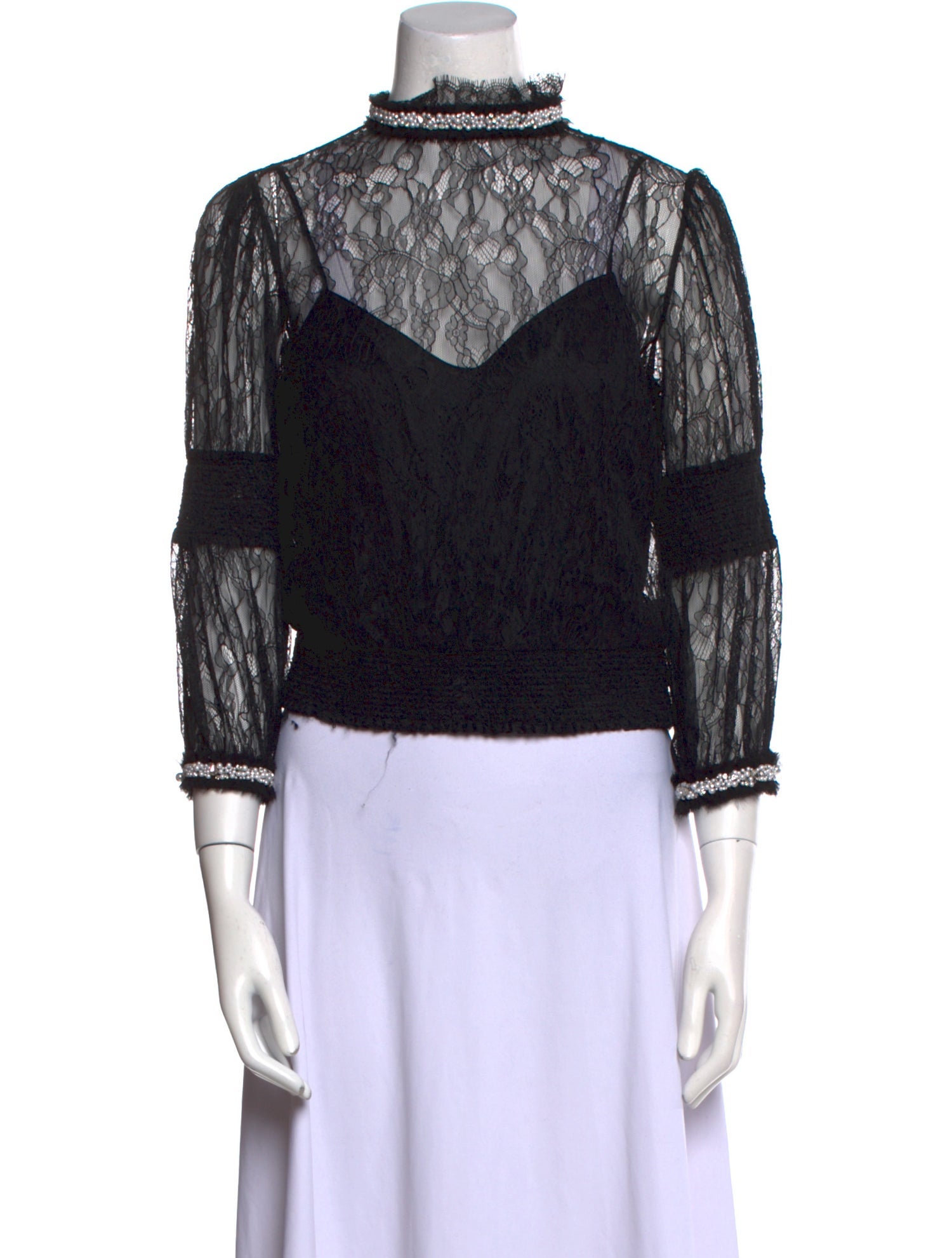 Alice + Olivia Nylon Lace Pattern Blouse