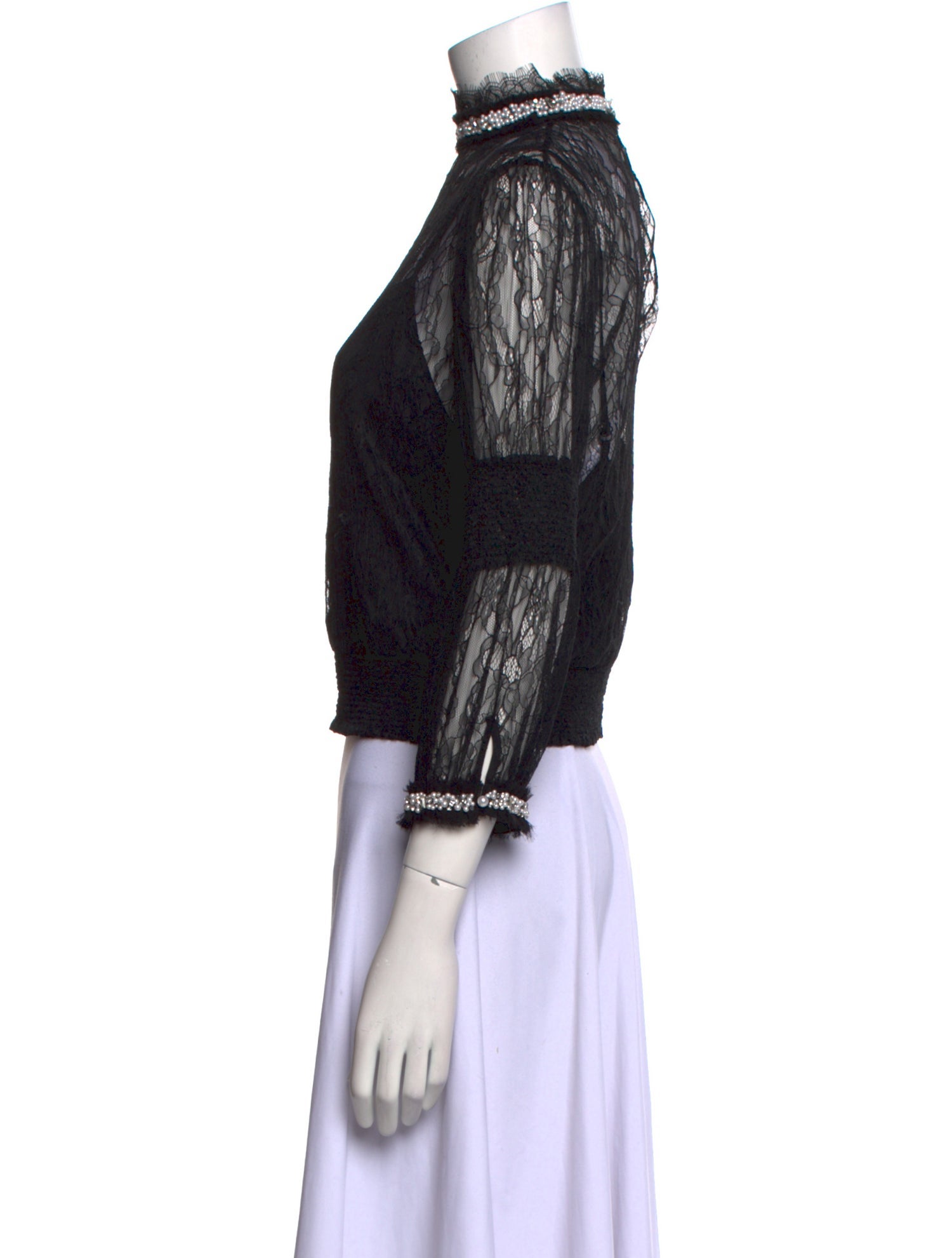 Alice + Olivia Nylon Lace Pattern Blouse