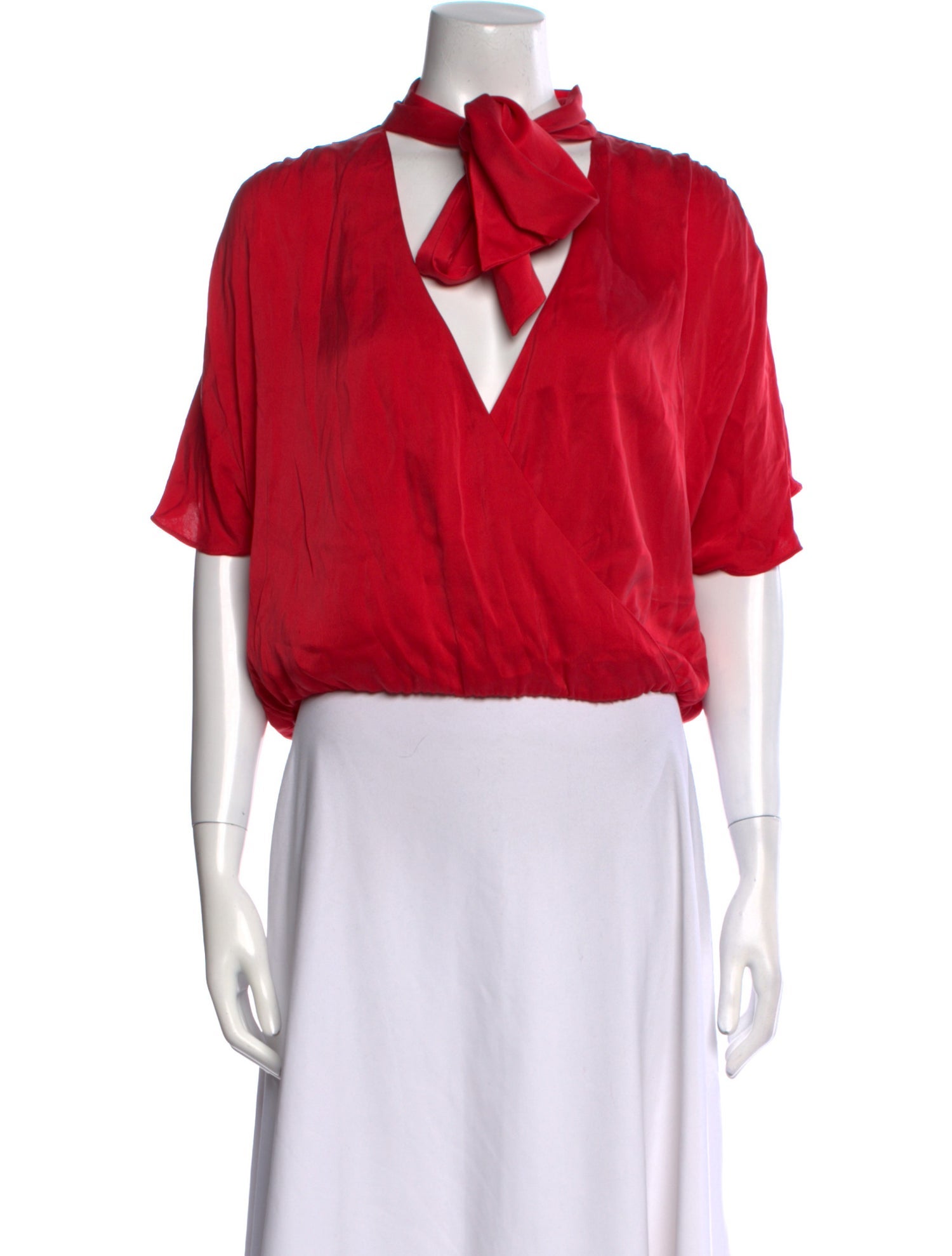 Alice + Olivia Silk V-Neck Crop Top