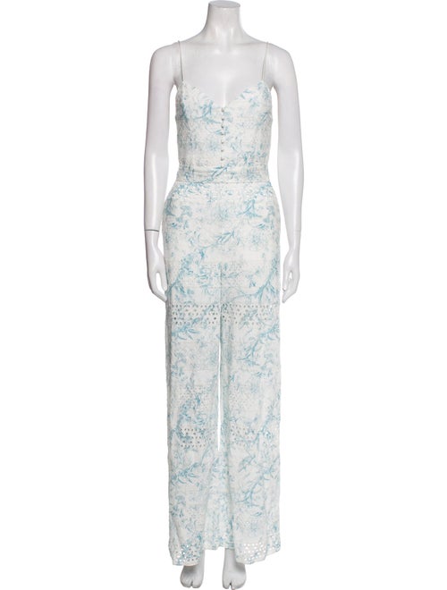 Alice + Olivia Floral Print Square Neckline Jumpsuit