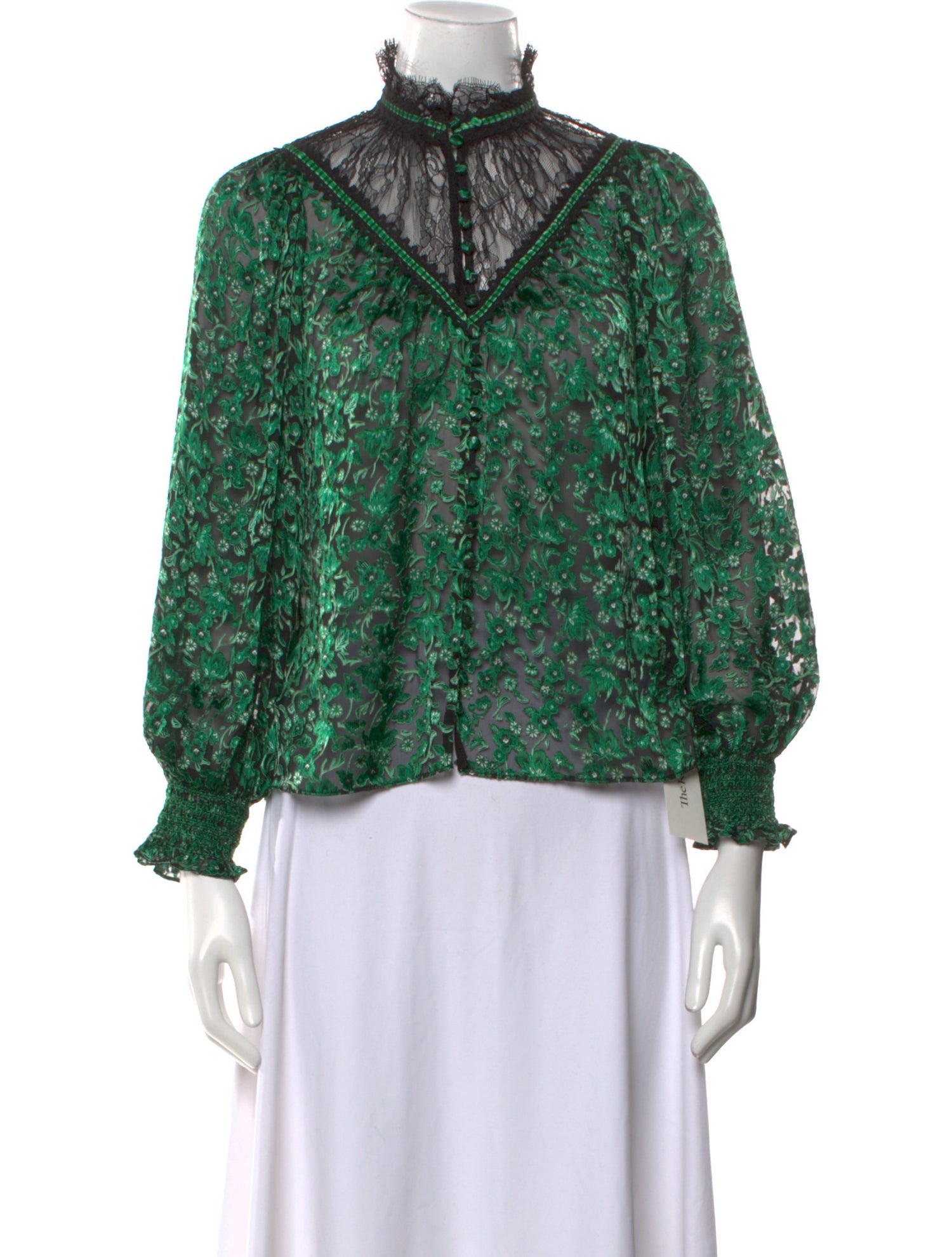 Alice + Olivia Floral Print Mock Neck Blouse