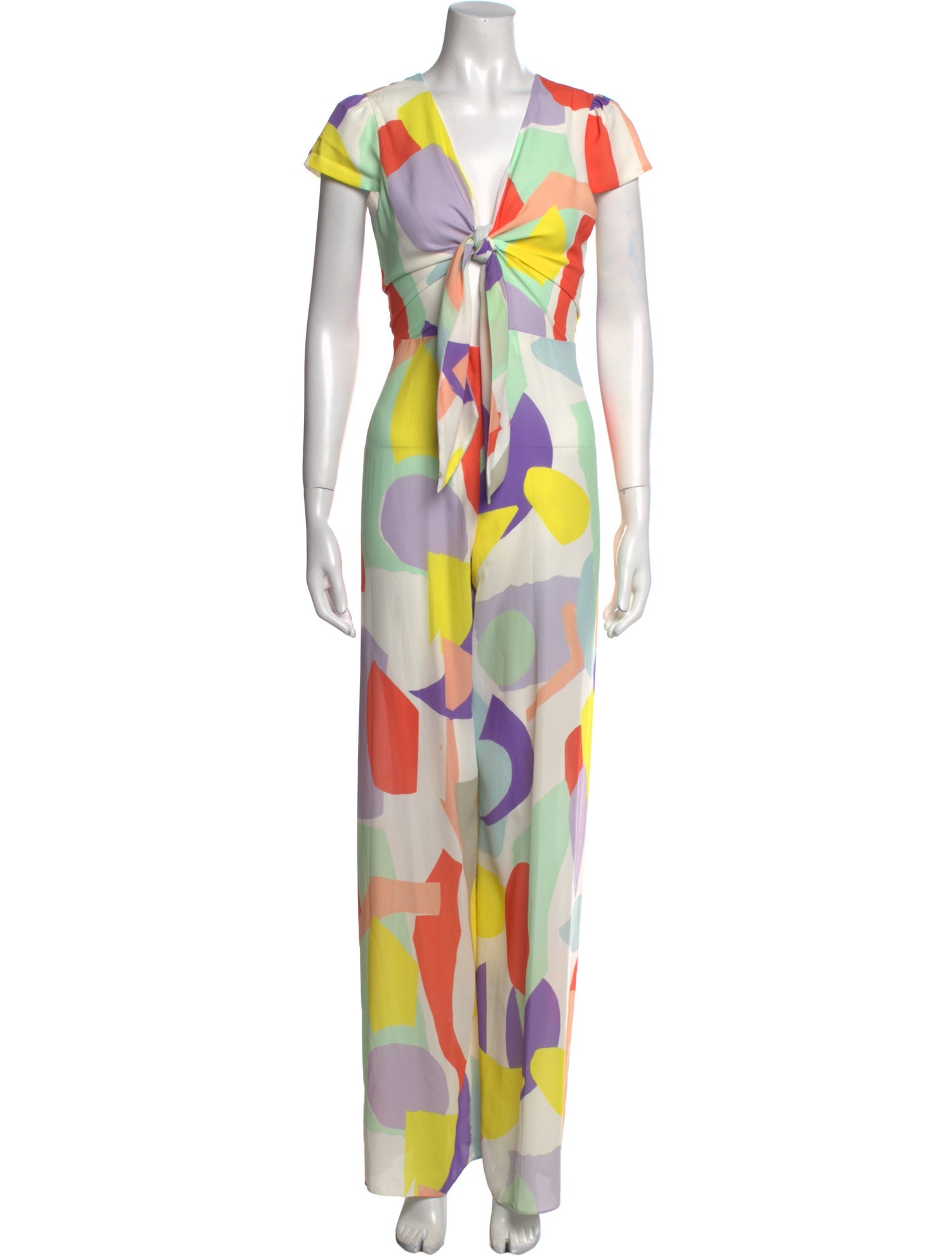 Alice + Olivia Printed Crew Neck Jumpsuit