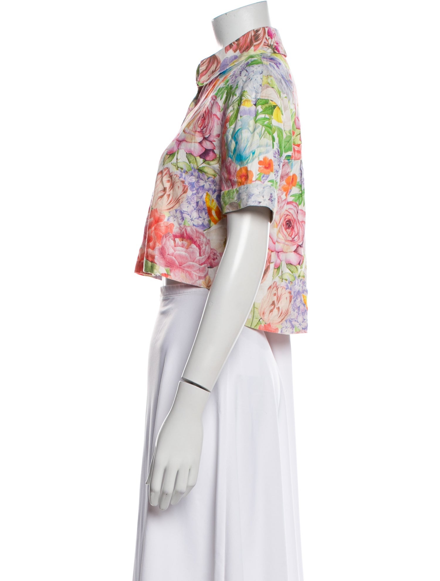 Alice + Olivia Floral Print Short Sleeve Crop Top