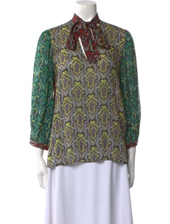 Alice + Olivia Paisley Print Mock Neck Blouse