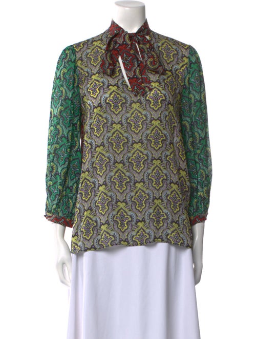 Alice + Olivia Paisley Print Mock Neck Blouse