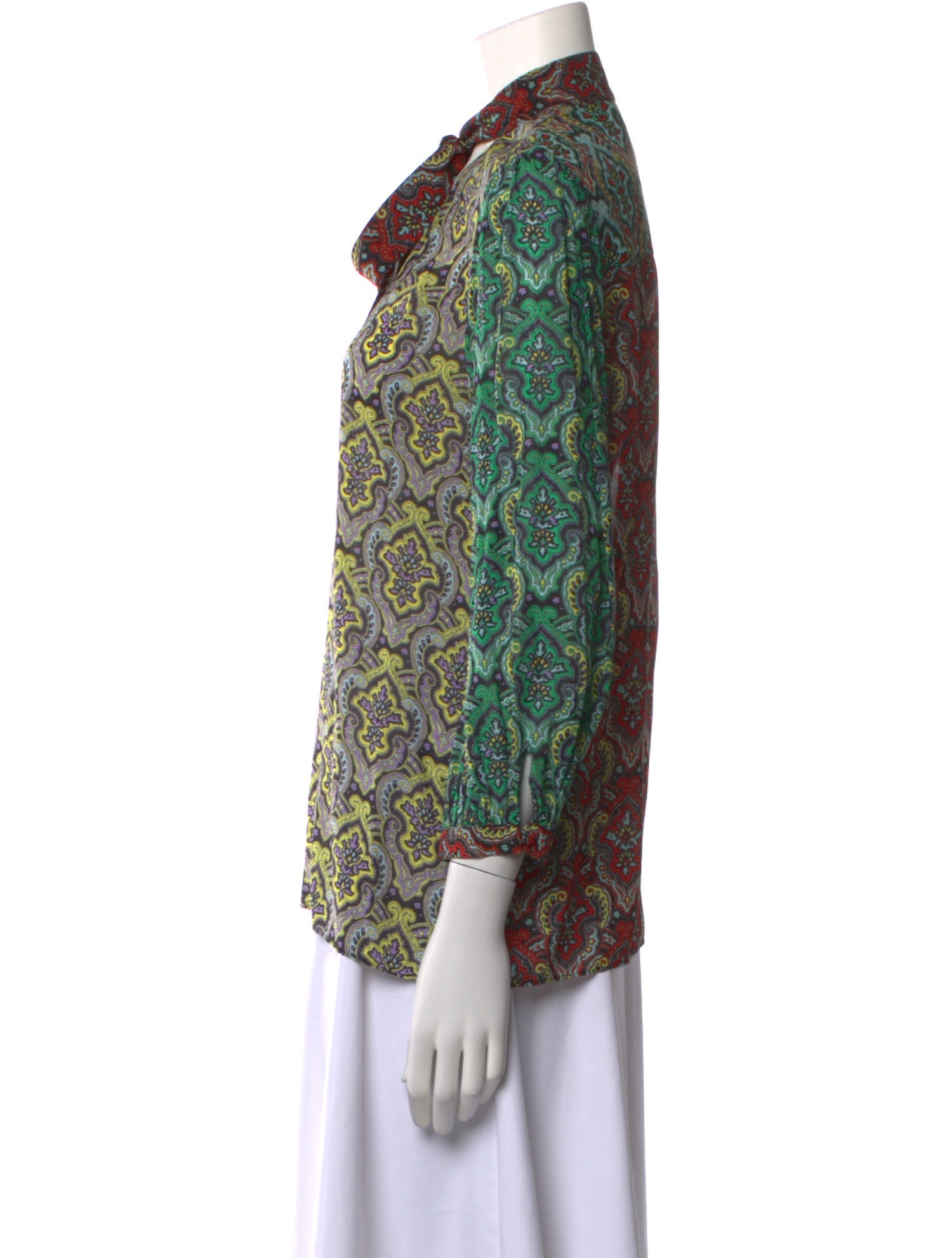 Alice + Olivia Paisley Print Mock Neck Blouse