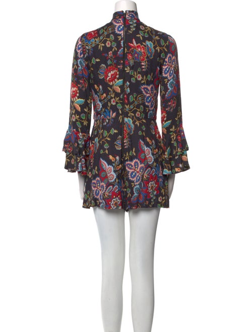 Alice + Olivia Floral Print Tie Neck Romper