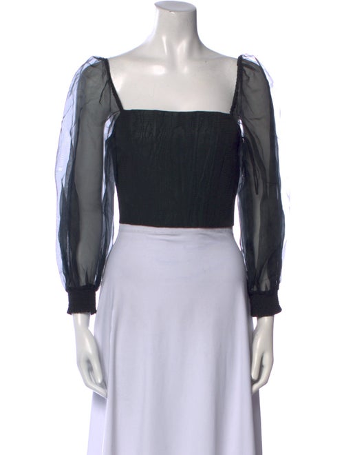 Alice + Olivia Square Neckline Long Sleeve Crop Top