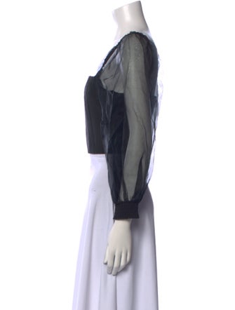 Alice + Olivia Square Neckline Long Sleeve Crop Top