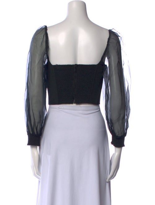 Alice + Olivia Square Neckline Long Sleeve Crop Top