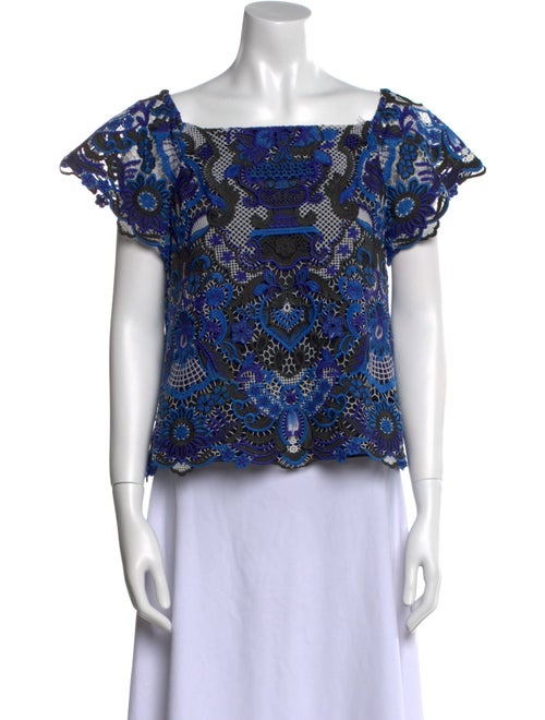 Alice + Olivia Patterned Square Neckline Crop Top