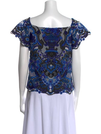 Alice + Olivia Patterned Square Neckline Crop Top