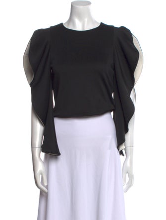 Alice + Olivia Bateau Neckline Short Sleeve Crop Top