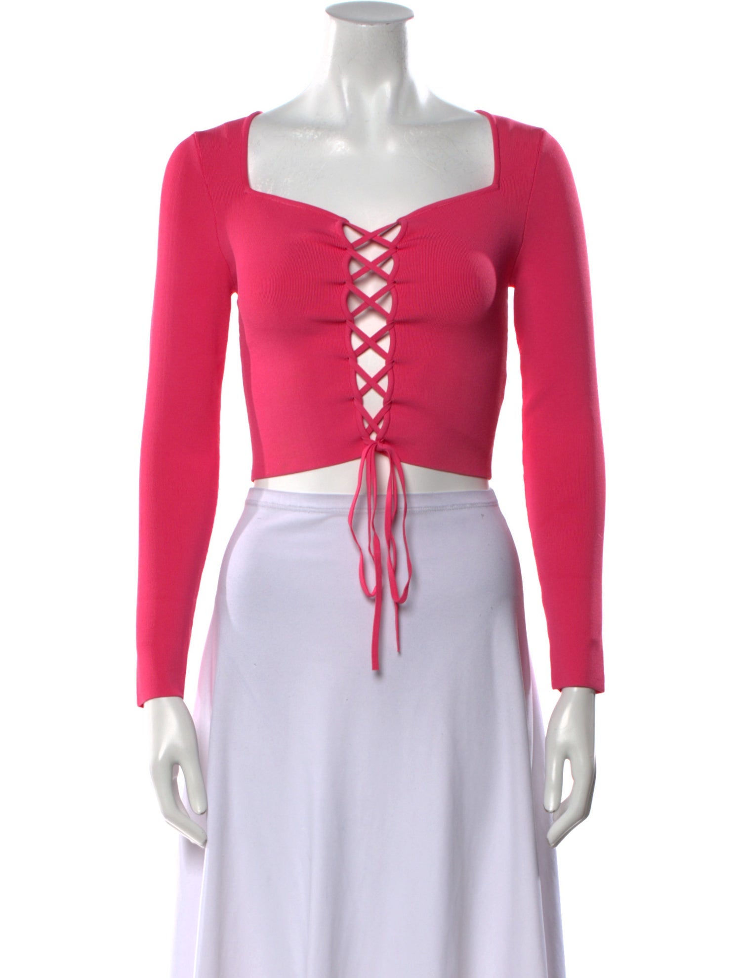 Alice + Olivia Square Neckline Long Sleeve Crop Top