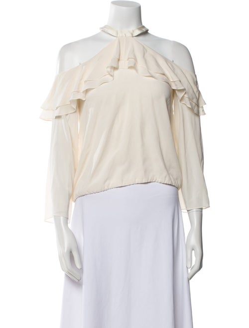 Alice + Olivia Silk Off-The-Shoulder Crop Top