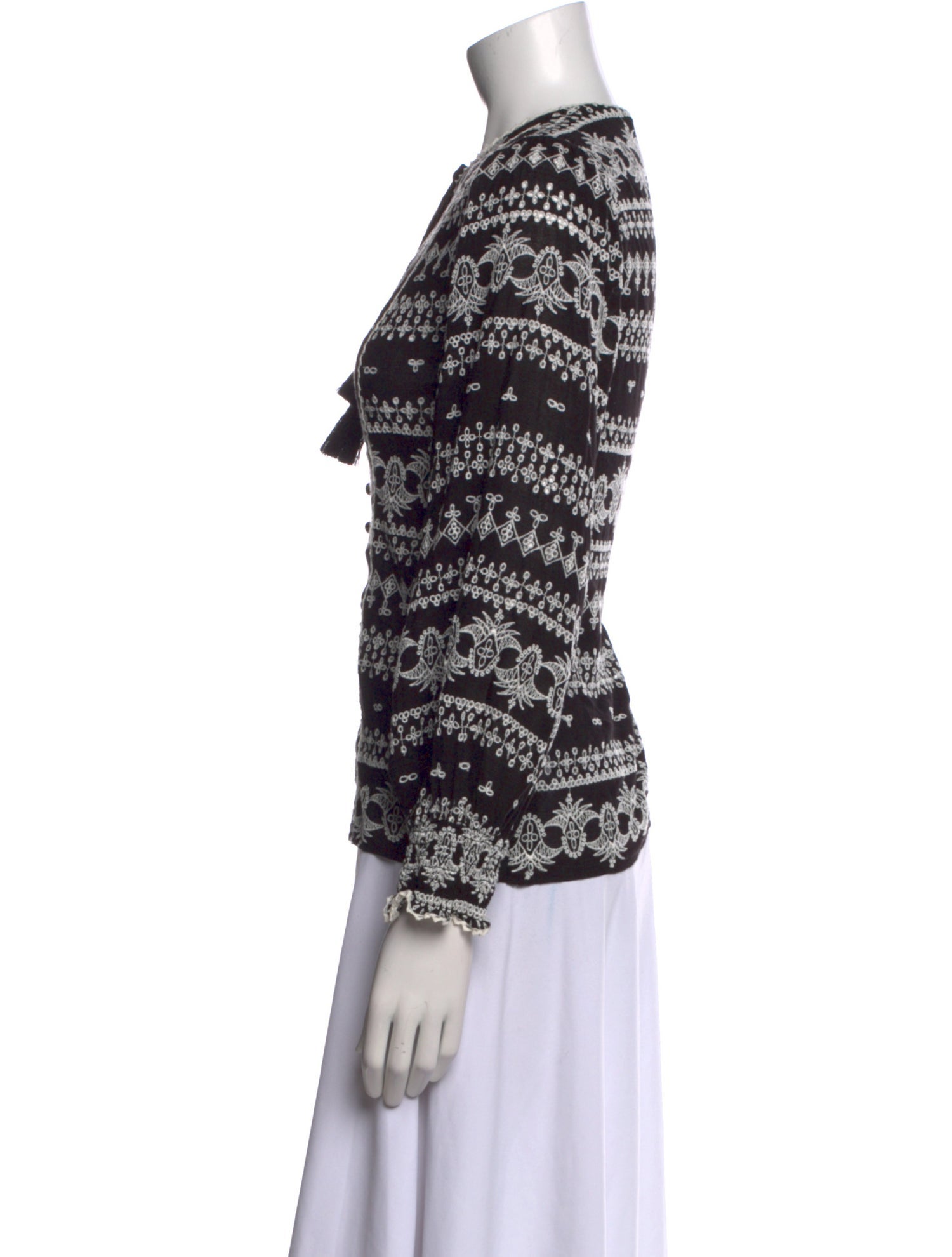 Alice + Olivia Printed V-Neck Blouse